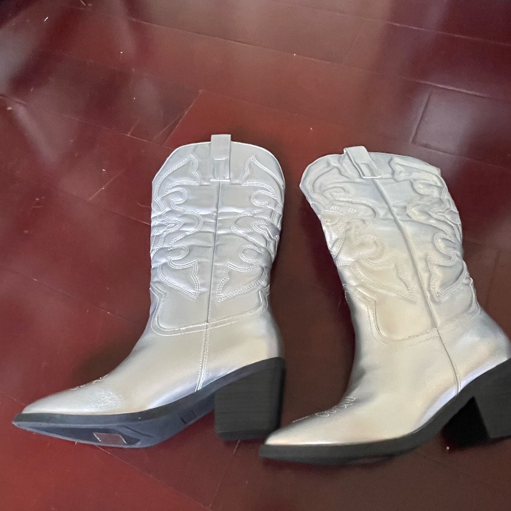 Silver Cowboy Boots Festival Party Rave